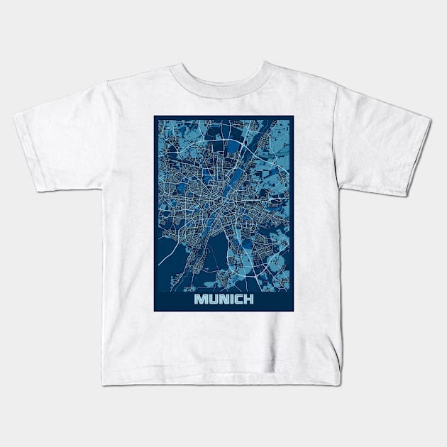 Munich - Germary Peace City Map Kids T-Shirt by tienstencil